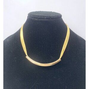 Multi Strand Snake Chainlink Necklace With Sliding Gold Tube Pendant 18"